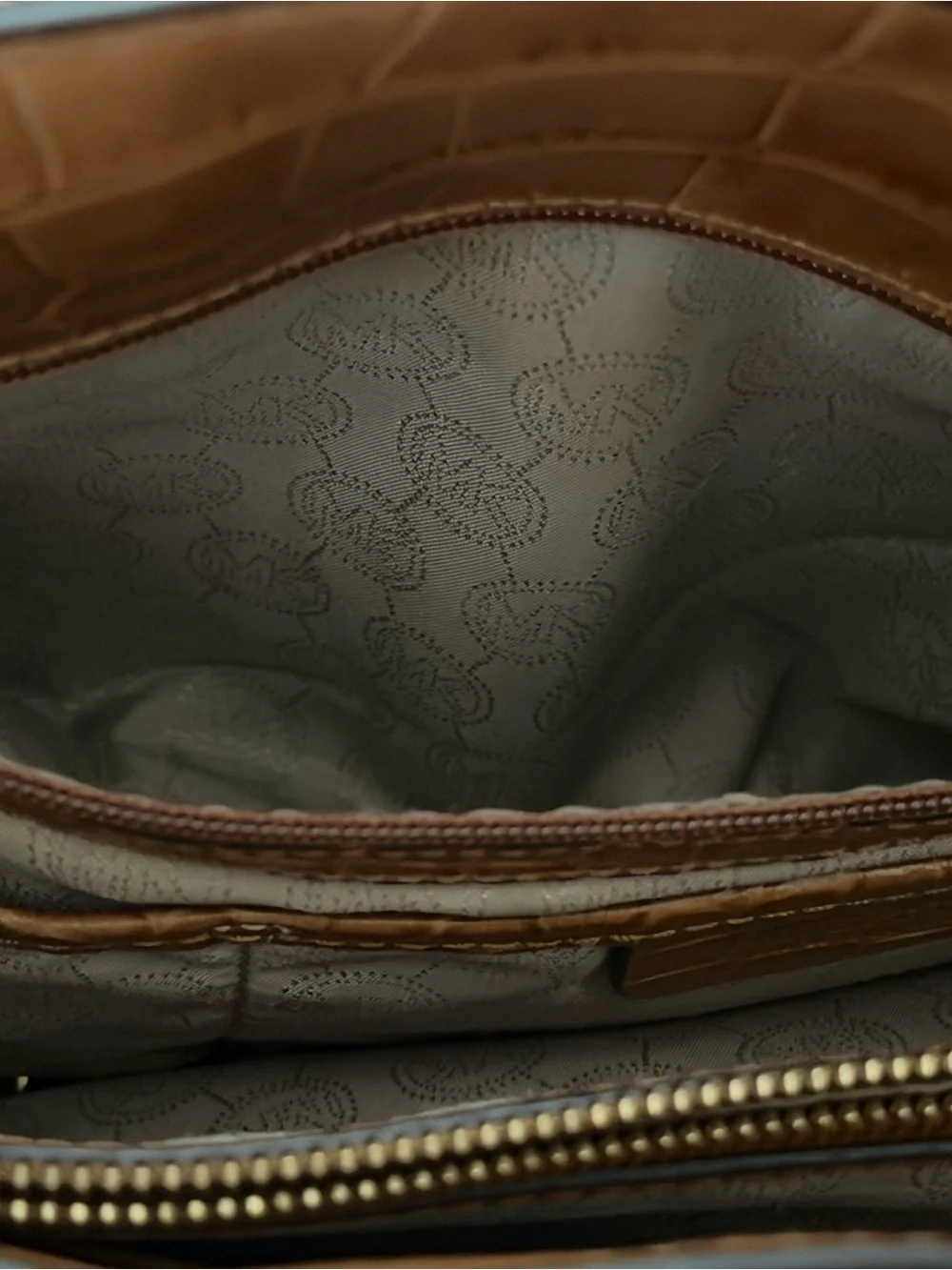 Authentic Michael Kors Blake Cognac Croc-Embossed Leather Satchel